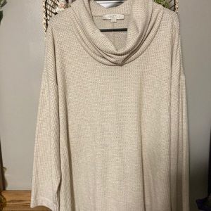 Loft Shimmer Waffle Cowl Neck Tunic Top NWT